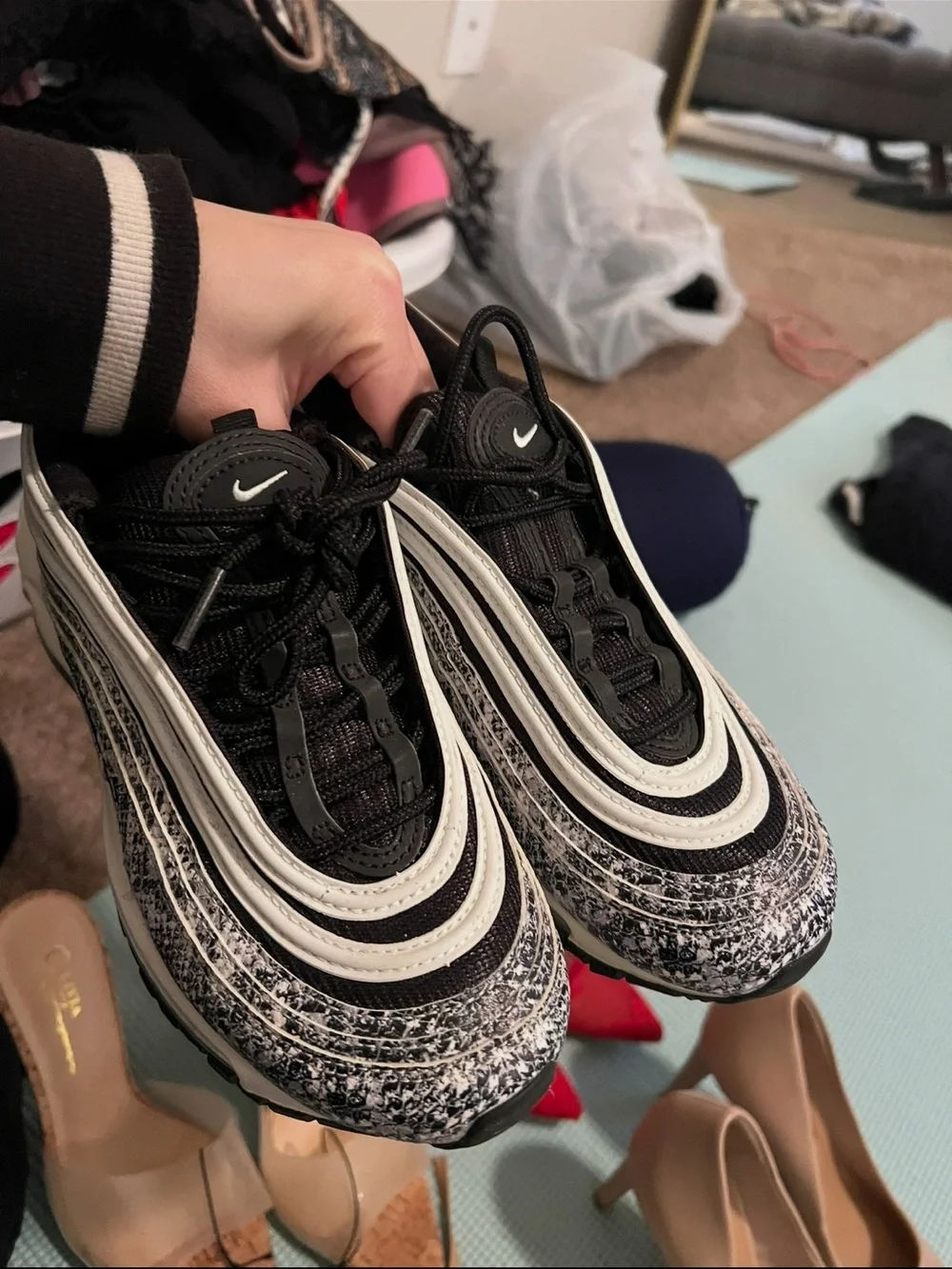 Nike Women’s Air Max 97 Black and White Knit Sneaker